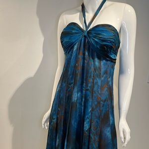 Teri Jon,size 10 Leopard Midi Dress. Excellent Condition Blue Halter/Backless